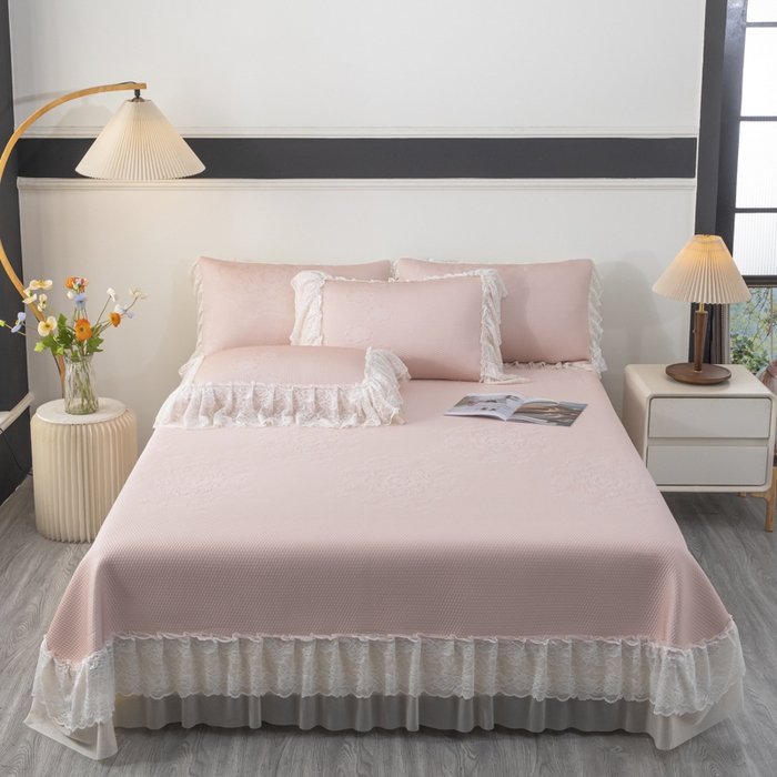 91家纺网 家纺一手货源 找家纺 （总）木兰花 2026新款凉豆豆款PE高分子复合凉感席床盖款凉席三件套-可配同色系夏被（控价199）