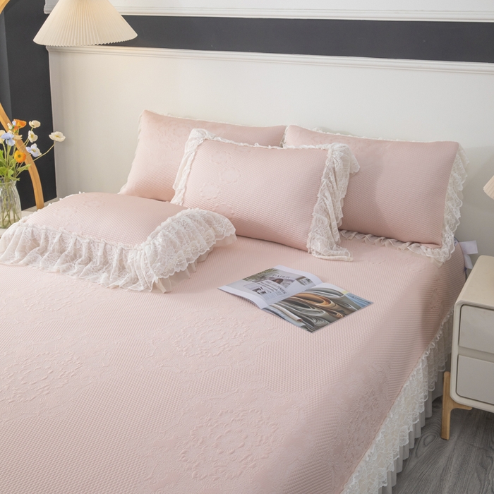 91家纺网 家纺一手货源 找家纺 （总）木兰花 2026新款凉豆豆款PE高分子复合凉感席床盖款凉席三件套-可配同色系夏被（控价199）