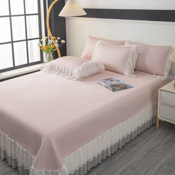 91家纺网 家纺一手货源 找家纺 （总）木兰花 2026新款凉豆豆款PE高分子复合凉感席床盖款凉席三件套-可配同色系夏被（控价199）