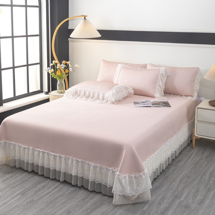 91家纺网 家纺一手货源 找家纺 （总）木兰花 2026新款凉豆豆款PE高分子复合凉感席床盖款凉席三件套-可配同色系夏被（控价199）