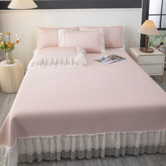 91家纺网 家纺一手货源 找家纺 （总）木兰花 2026新款凉豆豆款PE高分子复合凉感席床盖款凉席三件套-可配同色系夏被（控价199）