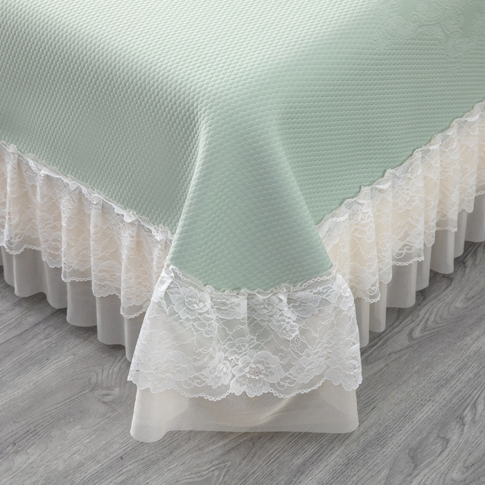 91家纺网 家纺一手货源 找家纺 木兰花 2026新款凉豆豆款PE高分子复合凉感席床盖款凉席三件套-可配同色系夏被（控价199） 浅草绿