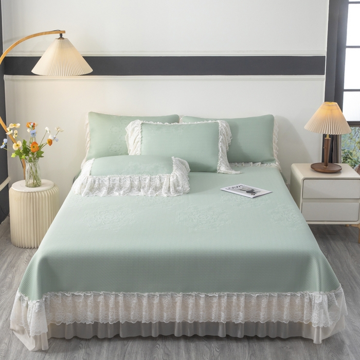 木兰花 2026新款凉豆豆款PE高分子复合凉感席床盖款凉席三件套-可配同色系夏被  （控价199） 浅草绿