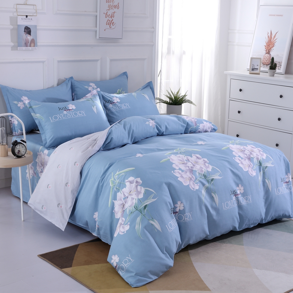 91家纺网 家纺一手货源 找家纺 馨雅家纺 2026新款简欧纯棉印花多规格四件套 美人如玉