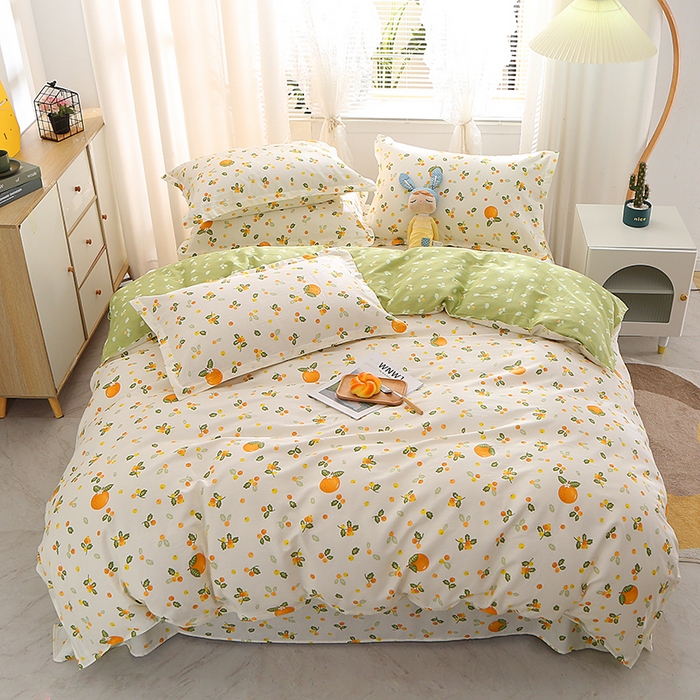 91家纺网 家纺一手货源 找家纺 馨雅家纺 2026新款简欧纯棉印花多规格四件套 砂糖橘