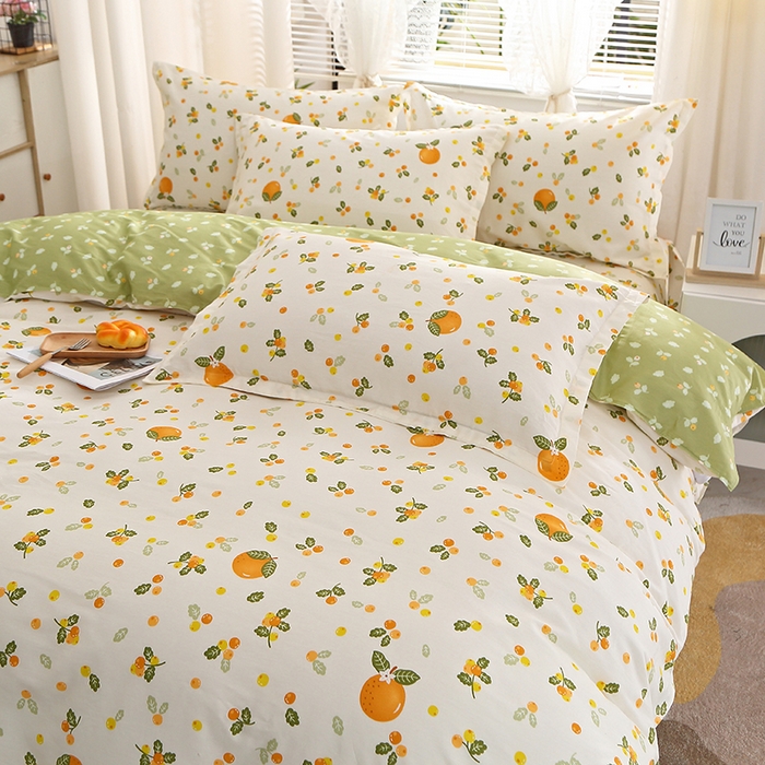 91家纺网 家纺一手货源 找家纺 馨雅家纺 2026新款简欧纯棉印花多规格四件套 砂糖橘