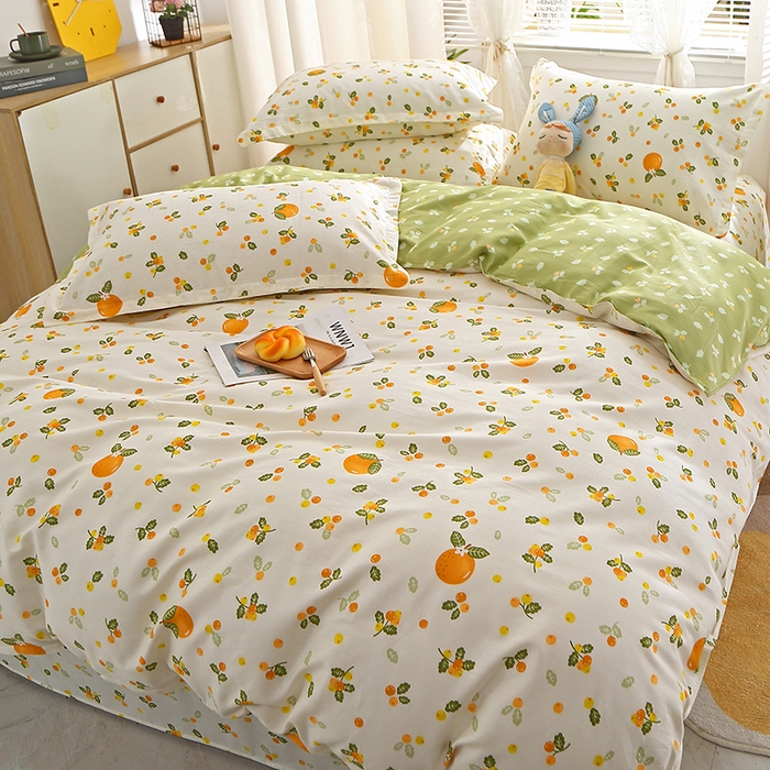 91家纺网 家纺一手货源 找家纺 馨雅家纺 2026新款简欧纯棉印花多规格四件套 砂糖橘