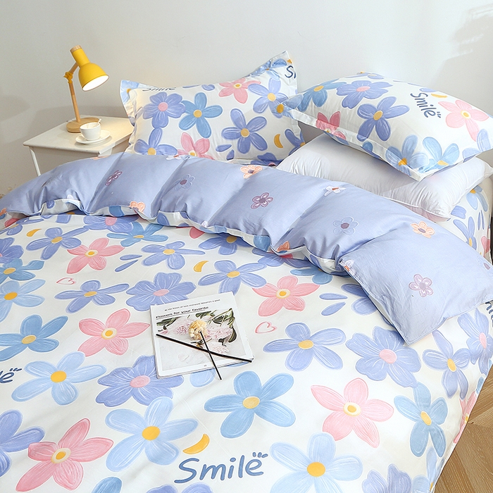 91家纺网 家纺一手货源 找家纺 馨雅家纺 2026新款简欧纯棉印花多规格四件套 浅浅花漾