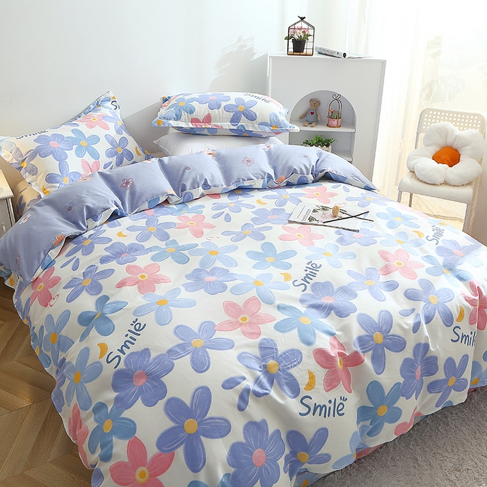 91家纺网 家纺一手货源 找家纺 馨雅家纺 2026新款简欧纯棉印花多规格四件套 浅浅花漾