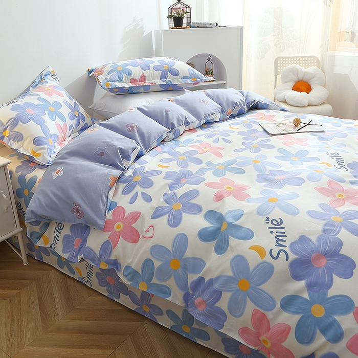 91家纺网 家纺一手货源 找家纺 馨雅家纺 2026新款简欧纯棉印花多规格四件套 浅浅花漾