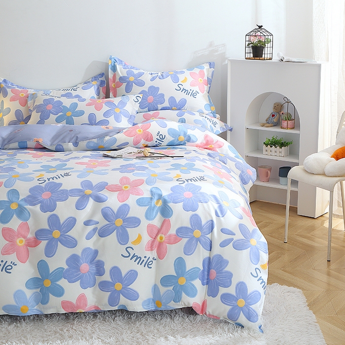 91家纺网 家纺一手货源 找家纺 馨雅家纺 2026新款简欧纯棉印花多规格四件套 浅浅花漾