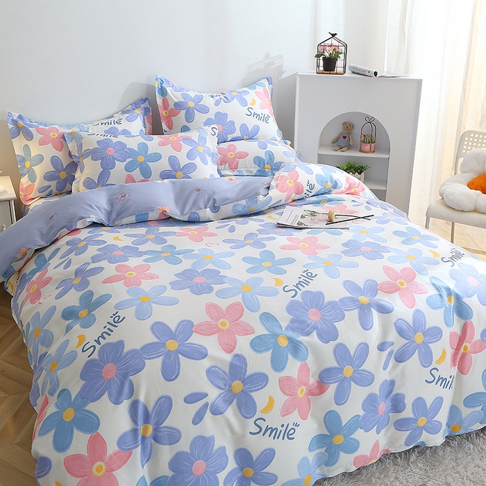 91家纺网 家纺一手货源 找家纺 馨雅家纺 2026新款简欧纯棉印花多规格四件套 浅浅花漾