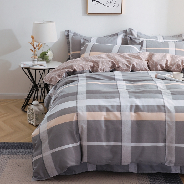 91家纺网 家纺一手货源 找家纺 馨雅家纺 2026新款简欧纯棉印花多规格四件套 巴比伦-灰