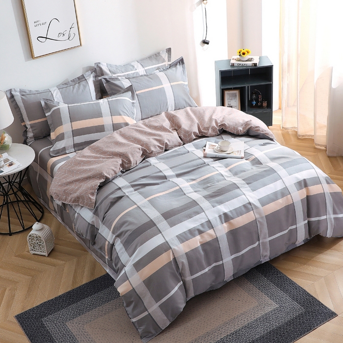 91家纺网 家纺一手货源 找家纺 馨雅家纺 2026新款简欧纯棉印花多规格四件套 巴比伦-灰