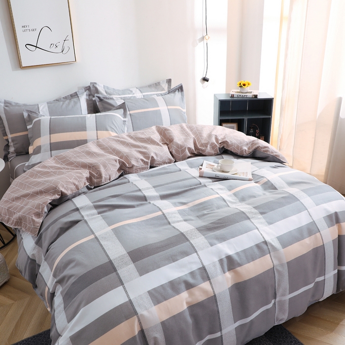 91家纺网 家纺一手货源 找家纺 馨雅家纺 2026新款简欧纯棉印花多规格四件套 巴比伦-灰