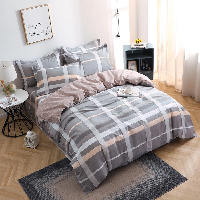 91家纺网 家纺一手货源 找家纺 馨雅家纺 2026新款简欧纯棉印花多规格四件套 巴比伦-灰