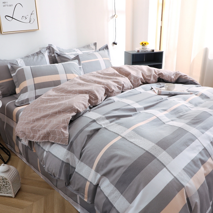 91家纺网 家纺一手货源 找家纺 馨雅家纺 2026新款简欧纯棉印花多规格四件套 巴比伦-灰