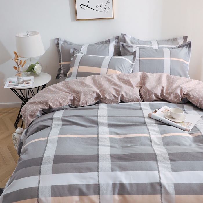 91家纺网 家纺一手货源 找家纺 馨雅家纺 2026新款简欧纯棉印花多规格四件套 巴比伦-灰