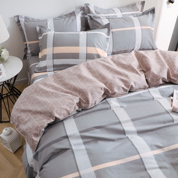 91家纺网 家纺一手货源 找家纺 馨雅家纺 2026新款简欧纯棉印花多规格四件套 巴比伦-灰