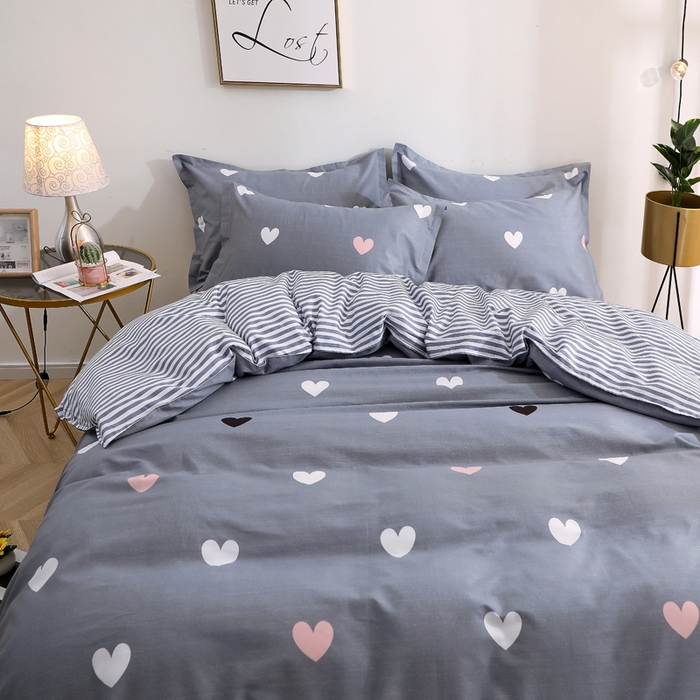 91家纺网 家纺一手货源 找家纺 馨雅家纺 2026新款简欧纯棉印花多规格四件套 许愿精灵-灰