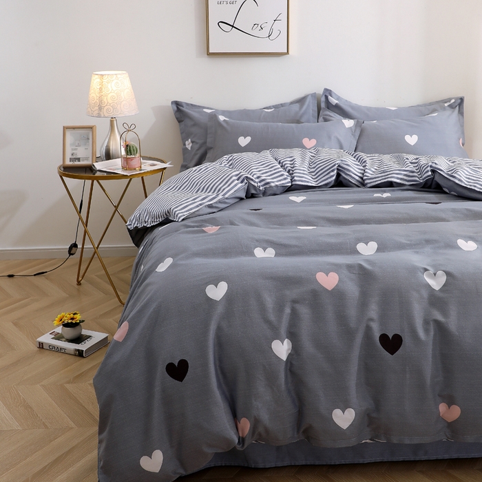 91家纺网 家纺一手货源 找家纺 馨雅家纺 2026新款简欧纯棉印花多规格四件套 许愿精灵-灰