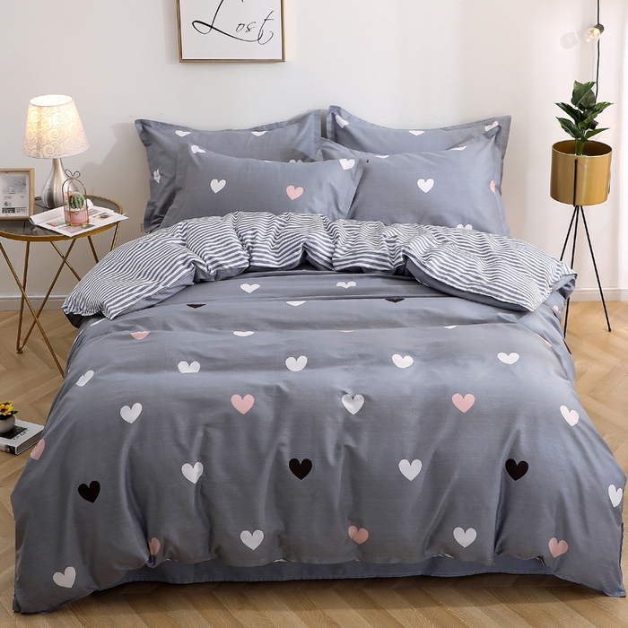 91家纺网 家纺一手货源 找家纺 馨雅家纺 2026新款简欧纯棉印花多规格四件套 许愿精灵-灰