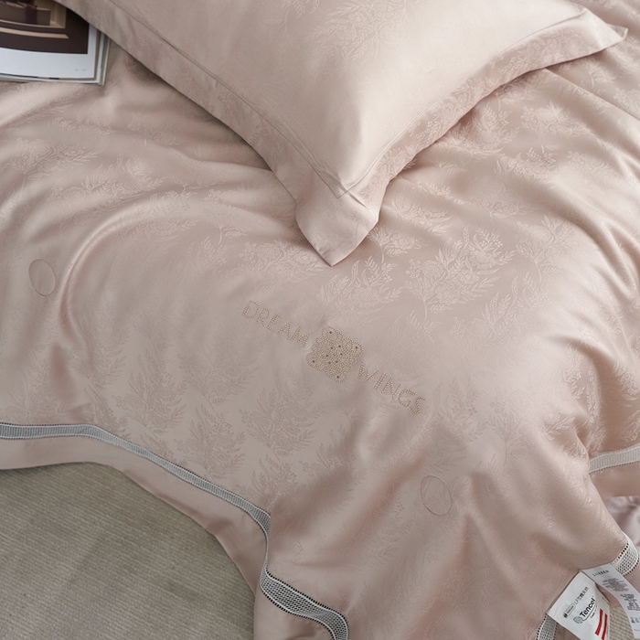 91家纺网 家纺一手货源 找家纺 丽笙被芯 2026新款兰精天丝提花蚕宝夏被夏凉被空调被 岚朵粉