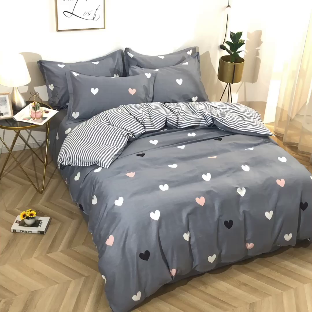 91家纺网 家纺一手货源 找家纺 馨雅家纺 2026新款简欧纯棉印花多规格四件套 许愿精灵-灰