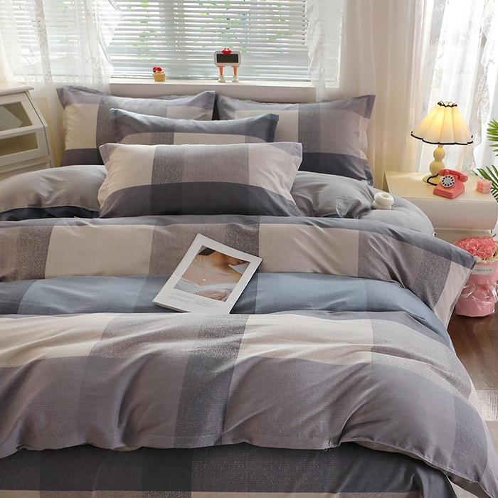 91家纺网 家纺一手货源 找家纺 馨雅家纺 2026新款简欧纯棉印花多规格四件套 奶昔-蓝