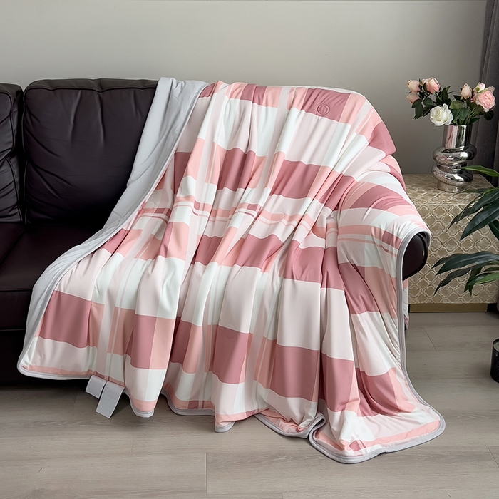 91家纺网 家纺一手货源 找家纺 世纪绒品 2026新款A类印花凉感丝夏被夏凉被空调被 豆沙格