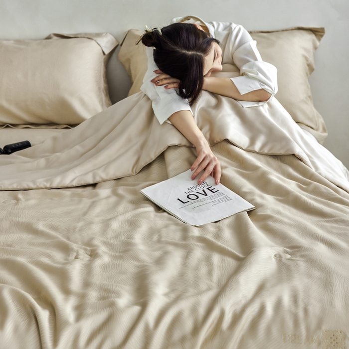 91家纺网 家纺一手货源 找家纺 丽笙被芯 2026新款兰精天丝提花蚕宝夏被夏凉被空调被 浅茶咖