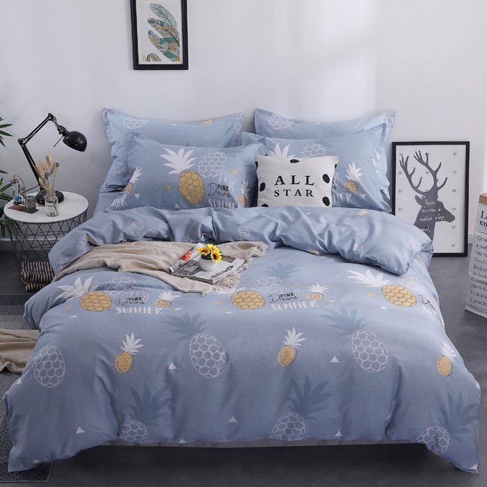 馨雅家纺 2026新款简欧纯棉印花多规格四件套 菠萝物语-灰