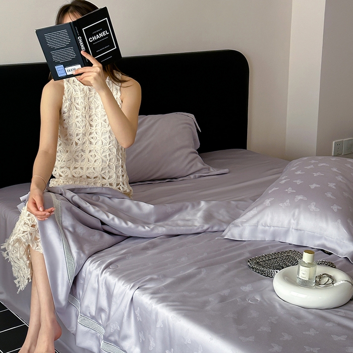 91家纺网 家纺一手货源 找家纺 丽笙被芯 2026新款兰精天丝提花蚕宝夏被夏凉被空调被 紫萱