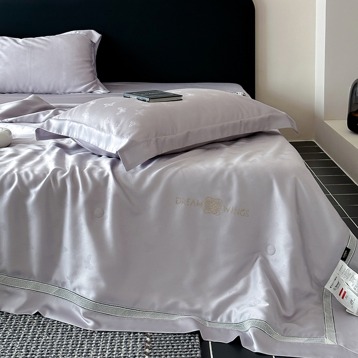 91家纺网 家纺一手货源 找家纺 丽笙被芯 2026新款兰精天丝提花蚕宝夏被夏凉被空调被 紫萱