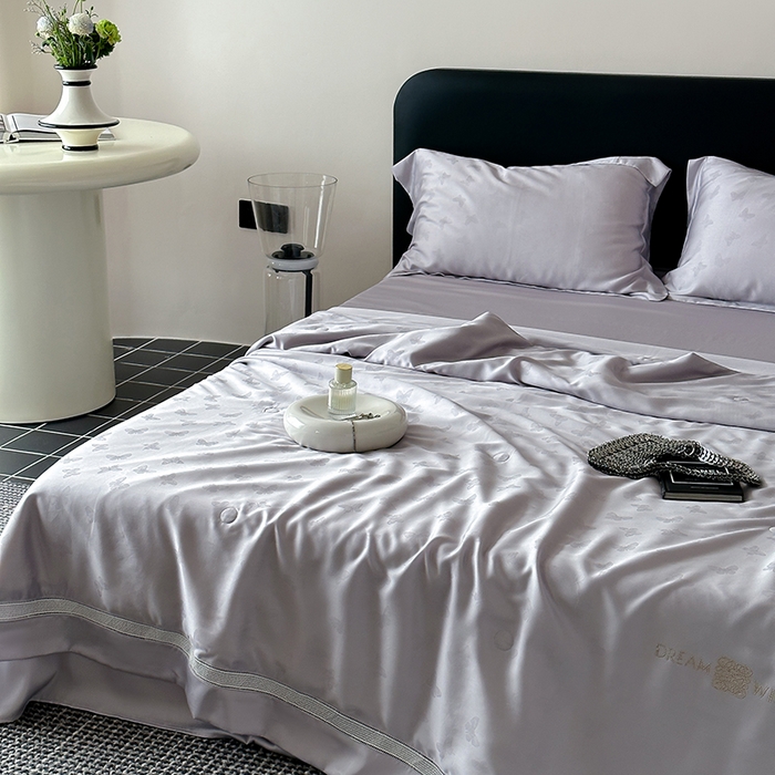 91家纺网 家纺一手货源 找家纺 丽笙被芯 2026新款兰精天丝提花蚕宝夏被夏凉被空调被 紫萱