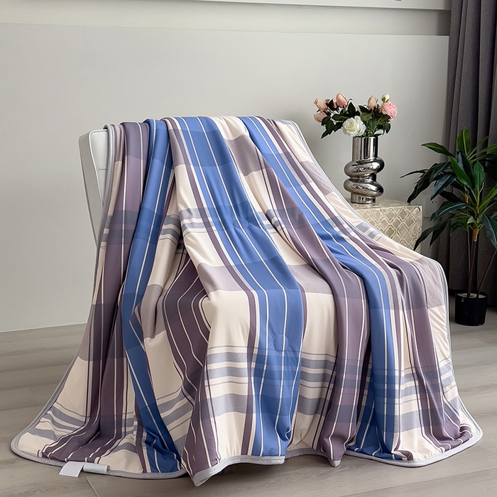 91家纺网 家纺一手货源 找家纺 世纪绒品 2026新款A类印花凉感丝夏被夏凉被空调被 莫兰条格