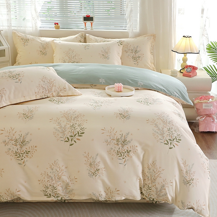 91家纺网 家纺一手货源 找家纺 馨雅家纺 2026新款简欧纯棉印花多规格四件套 浅影摇曳