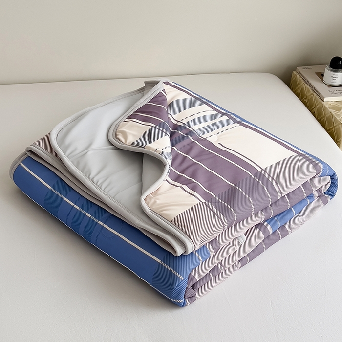 91家纺网 家纺一手货源 找家纺 世纪绒品 2026新款A类印花凉感丝夏被夏凉被空调被 莫兰条格