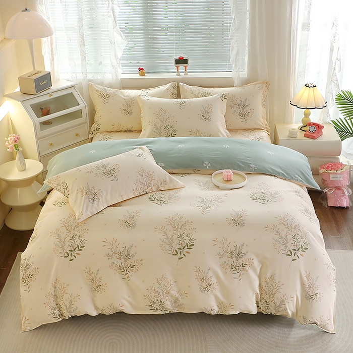 91家纺网 家纺一手货源 找家纺 馨雅家纺 2026新款简欧纯棉印花多规格四件套 浅影摇曳