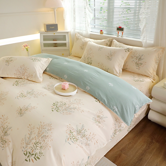 91家纺网 家纺一手货源 找家纺 馨雅家纺 2026新款简欧纯棉印花多规格四件套 浅影摇曳