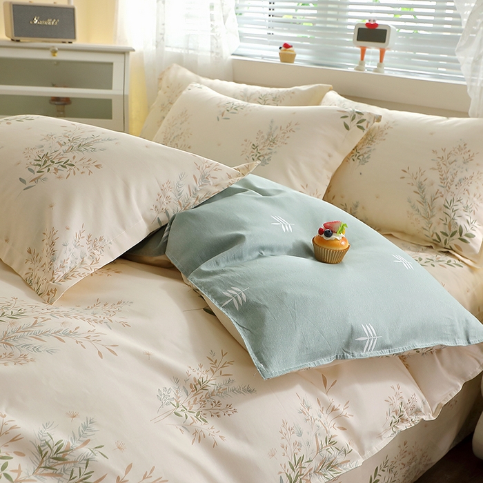 91家纺网 家纺一手货源 找家纺 馨雅家纺 2026新款简欧纯棉印花多规格四件套 浅影摇曳