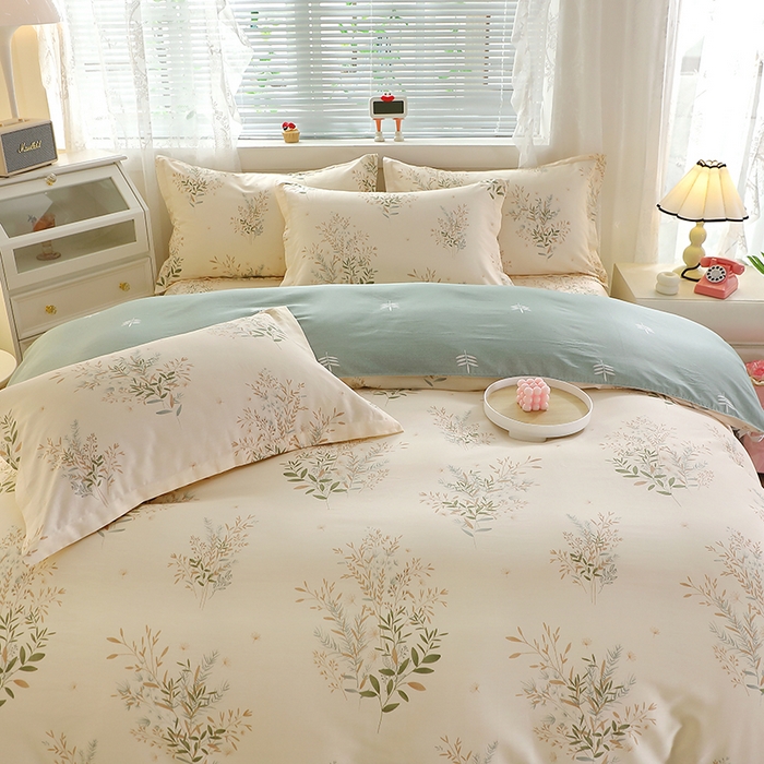 91家纺网 家纺一手货源 找家纺 馨雅家纺 2026新款简欧纯棉印花多规格四件套 浅影摇曳