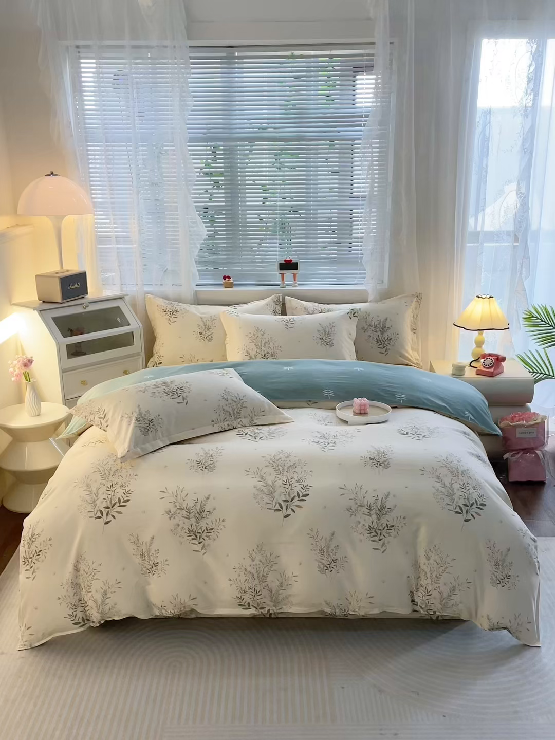 91家纺网 家纺一手货源 找家纺 馨雅家纺 2026新款简欧纯棉印花多规格四件套 浅影摇曳