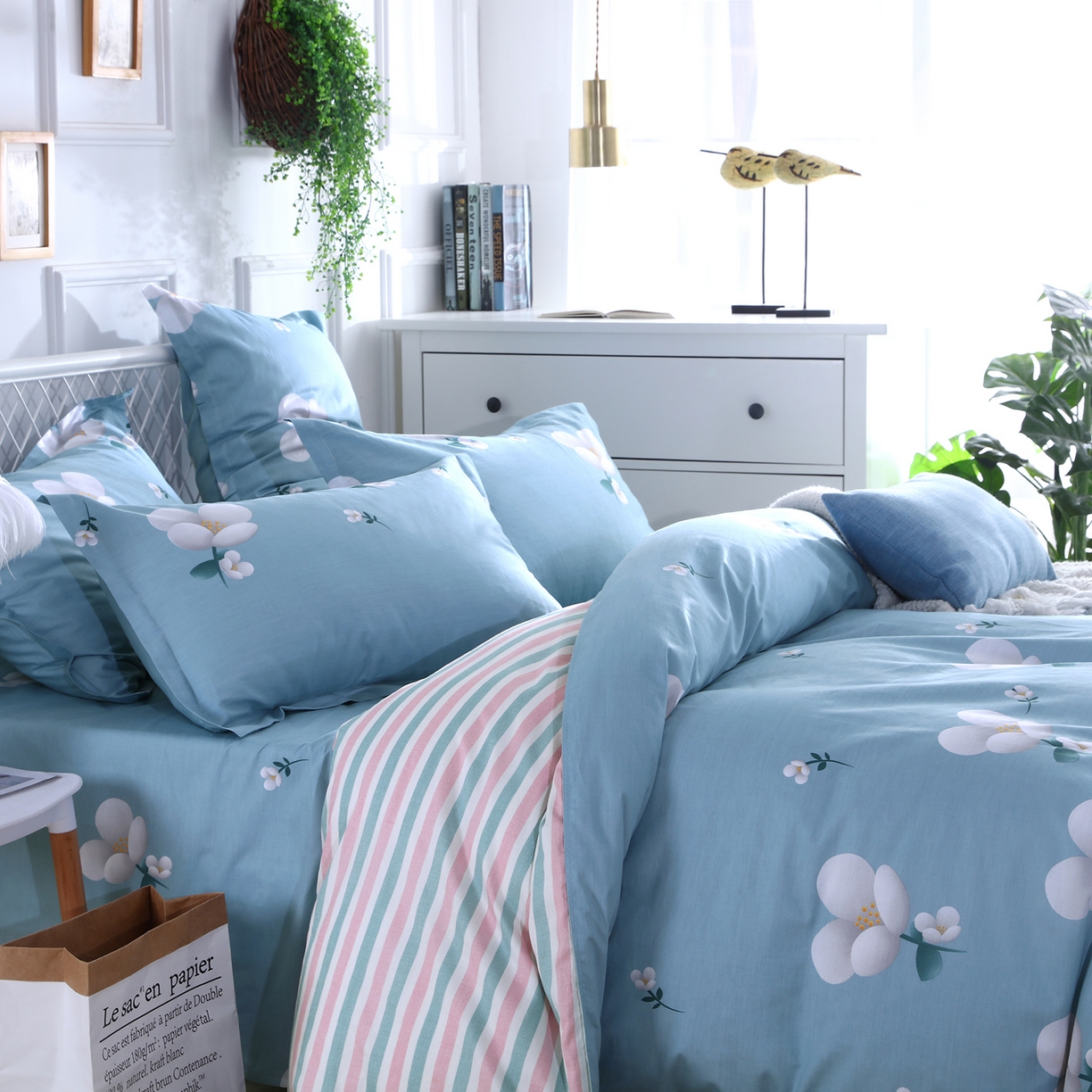 91家纺网 家纺一手货源 找家纺 馨雅家纺 2026新款简欧纯棉印花多规格四件套 春的气息