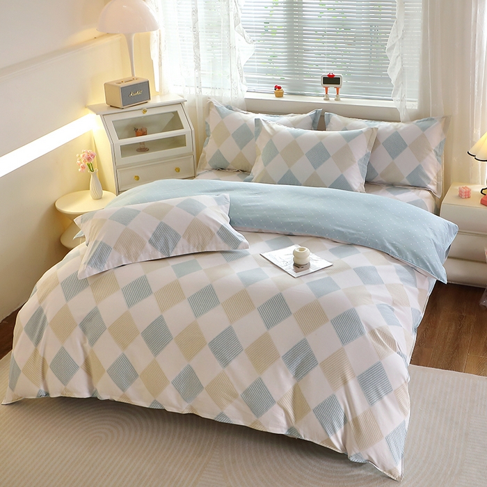 91家纺网 家纺一手货源 找家纺 馨雅家纺 2026新款简欧纯棉印花多规格四件套 瑞吉斯-兰