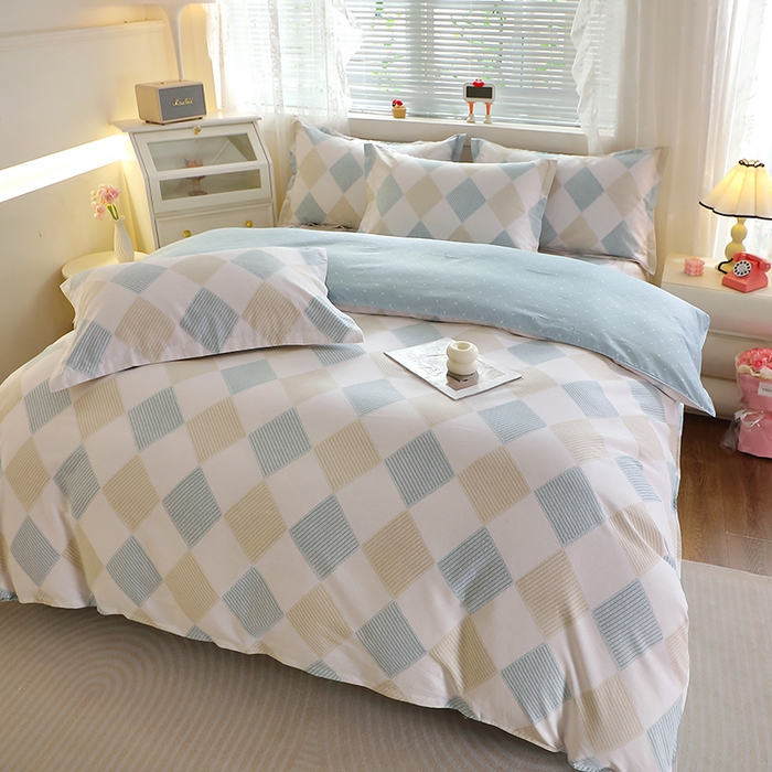 91家纺网 家纺一手货源 找家纺 馨雅家纺 2026新款简欧纯棉印花多规格四件套 瑞吉斯-兰