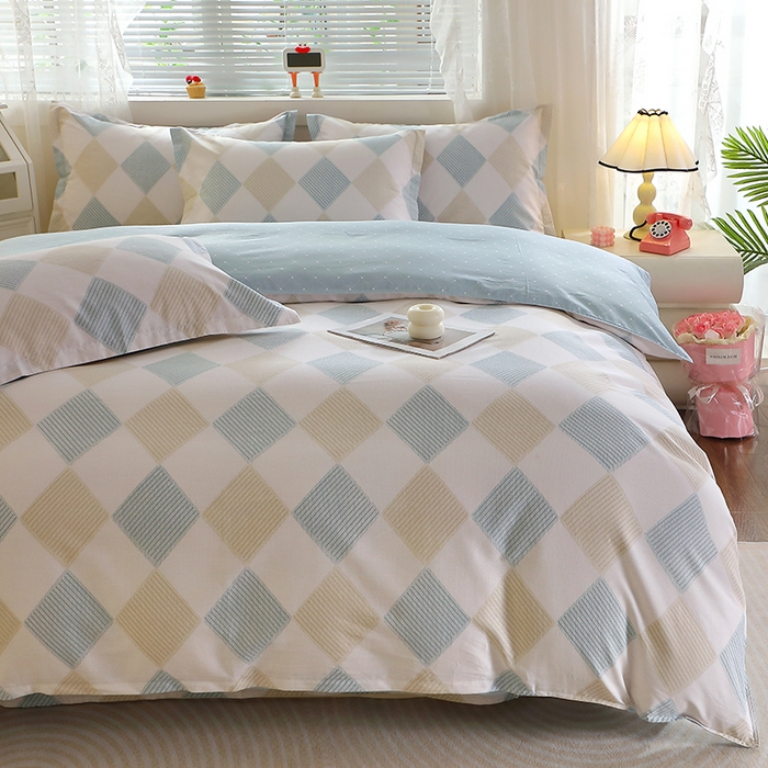 91家纺网 家纺一手货源 找家纺 馨雅家纺 2026新款简欧纯棉印花多规格四件套 瑞吉斯-兰