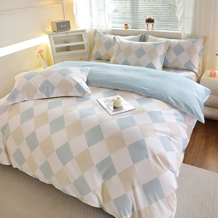 91家纺网 家纺一手货源 找家纺 馨雅家纺 2026新款简欧纯棉印花多规格四件套 瑞吉斯-兰