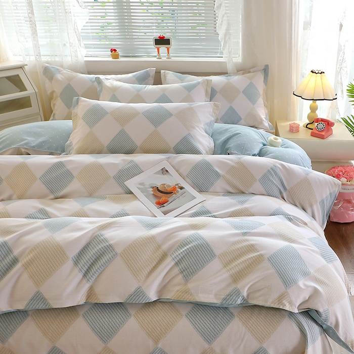 91家纺网 家纺一手货源 找家纺 馨雅家纺 2026新款简欧纯棉印花多规格四件套 瑞吉斯-兰