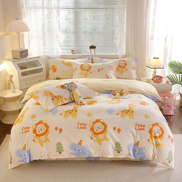 馨雅家纺 2026新款简欧纯棉印花多规格四件套 狮子乐园